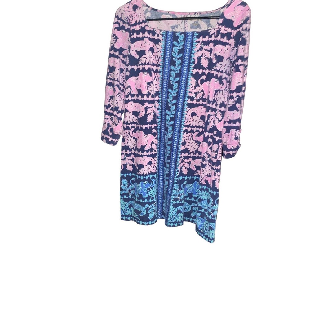 Lilly Pulitzer Bailee relaxed fit blue elephant dress size medium